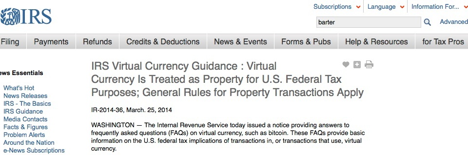 IRS Virtual Currency Guidance _ Virtual Currency Is Treated as Property for U.S. Federal Tax Purposes; General Rules for Property Transactions Apply