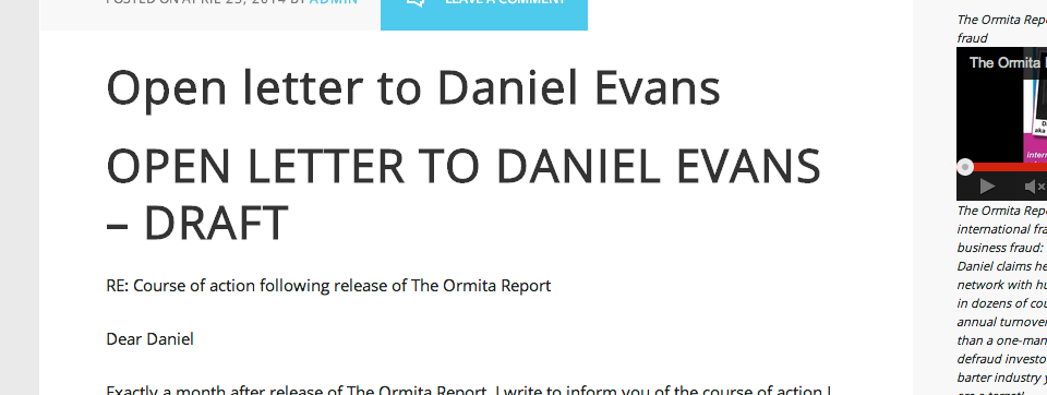 Open letter to Daniel Evans